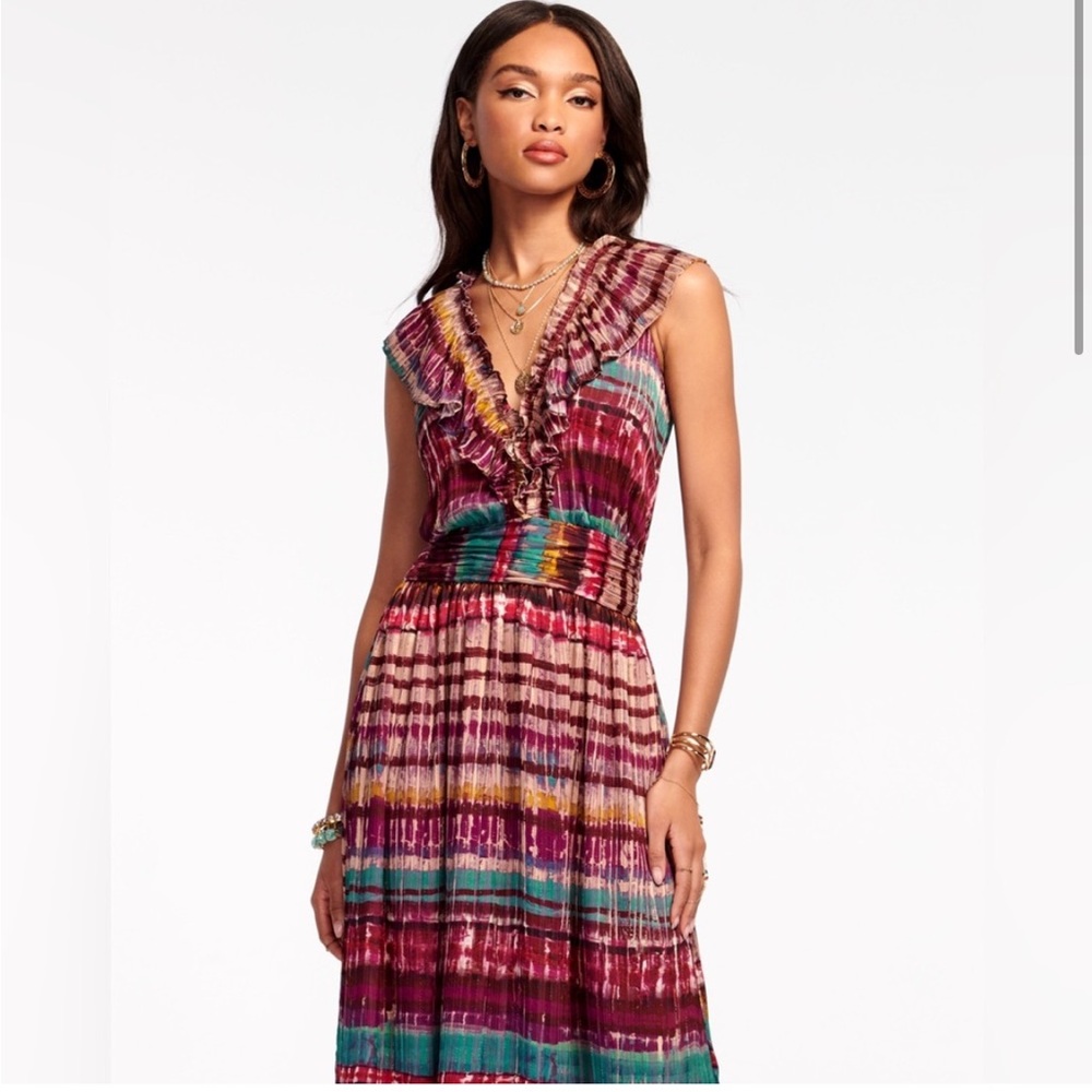 New Ramy Brook Harrison Sangria Stripe Midi Dress size XXS - Picture 1 of 16